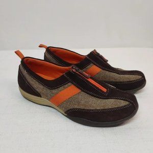 Lands' End Women's Brown/Orange Suede /Canvas Slip-On Shoes Size 10B